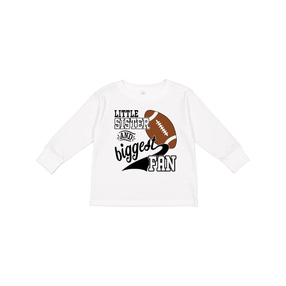 Inktastic Little Sister and Biggest Fan Football Player Girls Long Sleeve Toddler T-Shirt
