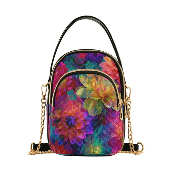 Women's Crossbody Handbags Shoulder Handbag Multi Pocket Crossbody Bag Colorful and Bright Floral Pattern