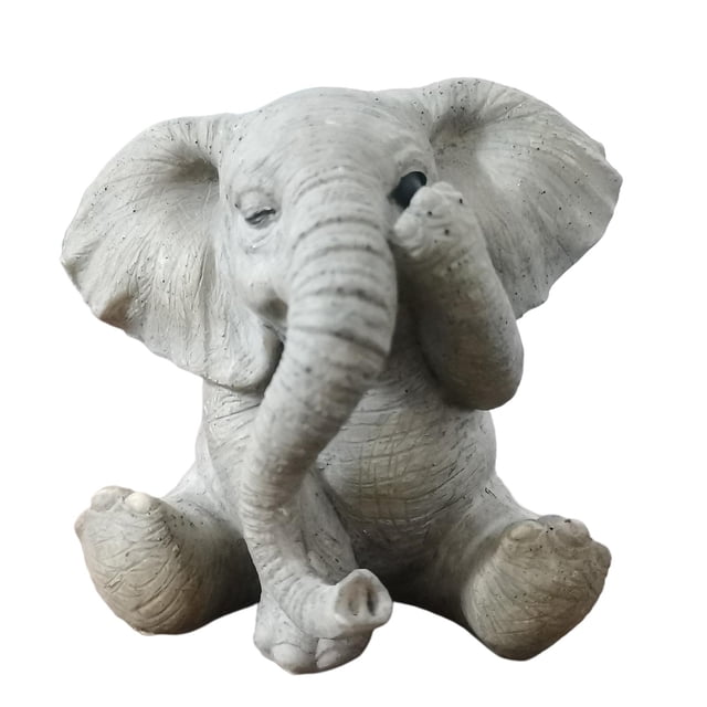 Figura de elefante de resina, artesanía, estatua de animal, pequeña figura, escultura para dormitorio Cubre Ojo