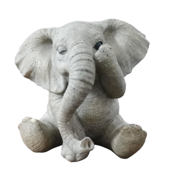 yotijay Adorable Elephant Figurine Miniature Animal Statue Little Figure Sculpture Resin Cover Eye