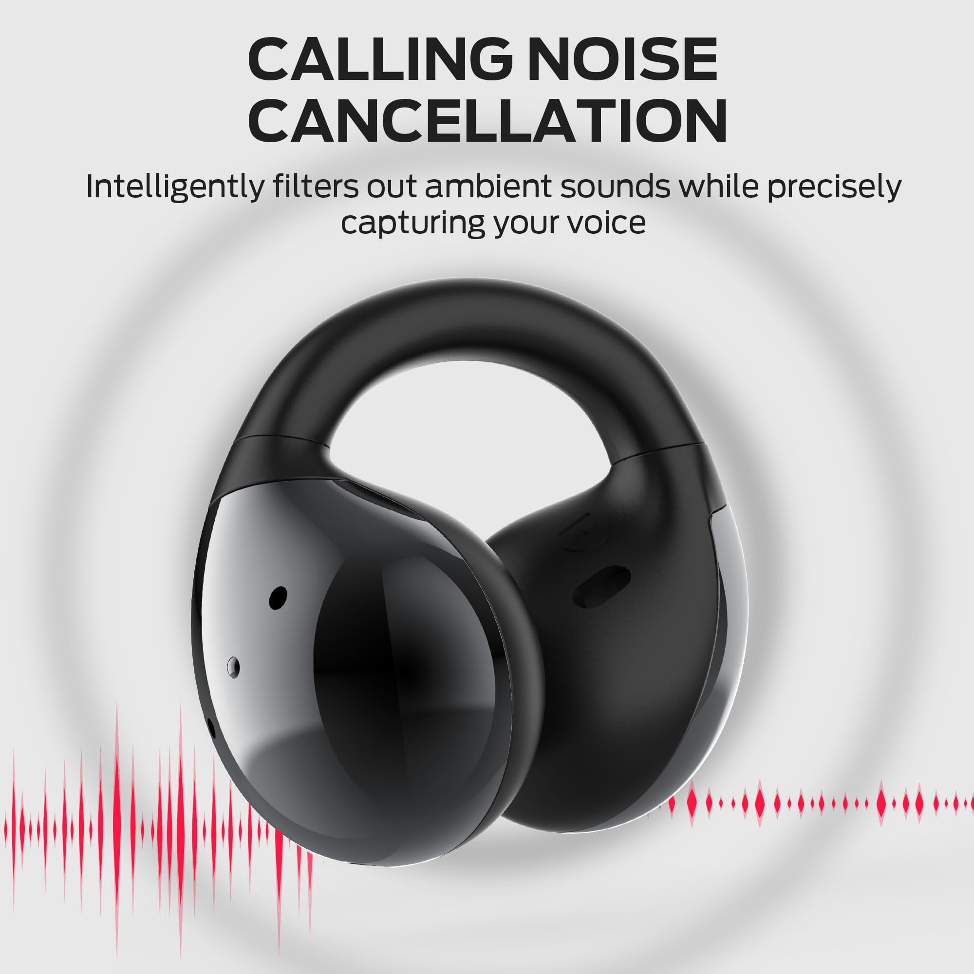 Monster Wireless Headphones Bone Conduction Ear Clip Bluetooth 5.4 Earphone Multi Mic AI noise Cancelling Wireless Earbuds, Black