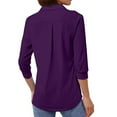 thumbnail image 3 of Top informal de mujer con cuello en V y manga tres cuartos - Corte holgado, primavera/otoño, para combinar con vaqueros, lavable a máquina, 3 of 5