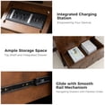 thumbnail image 6 of Tina's Home Modern 2-Drawer Solid Wood End Table with Built-in USB & Power Outlet, Small Space Storage Cabinet for Living Room, Office (Walnut), 6 of 7