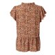 thumbnail image 3 of Gibobby Blusa de Trabajo de Manga Corta Camisa casual moda para mujer con volantes y cuello gasa floral manga corta(Naranja,G), 3 of 5