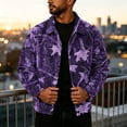thumbnail image 3 of Havenx Men's Camo Corduroy Jacket Long Sleeve Button Down Shirts with Pockets Lapel Collar Camouflage Print Coats Vintage Casual Western Fall Winter Outfits,Purple L, 3 of 6