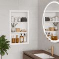 thumbnail image 2 of HAIDAIYA 14'' * 24'' Recessed Medicine Cabinet Wall Niche Wood, 3-Tier Bathroom Niche Insert for Drywall, in Wall Shelf Medicine Cabinets Replacement, for Living Room, Bathroom Storage, White, 2 of 7