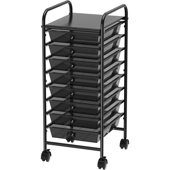 8 Drawers Rolling Utility Cart Art Craft Storage, Black