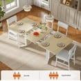 thumbnail image 3 of 63" Extendable Kitchen Table Set for 4-8 People, 5-Piece Large Dining Table Set With 4 Chairs, Mid-Century Modern Dining Room Table, Space Saving, Natural & White, 3 of 9