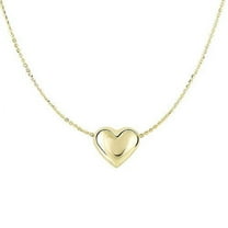 JewelStop 14k Yellow Gold Shiny Sliding Puffed Heart Pendant Necklace - 18 Inches, 1.6gr.