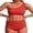 Red, variant on Women's One Shoulder Scallop Ribbed Bikini Sets Color Block Swimsuits High Waisted Bathing Suits