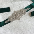 thumbnail image 4 of Women's belt Crystal Wedding Belts Satin Rhinestone Wedding Dress Belt Wedding Accessories Bridal Ribbon Sash Belt Dark green, 4 of 7