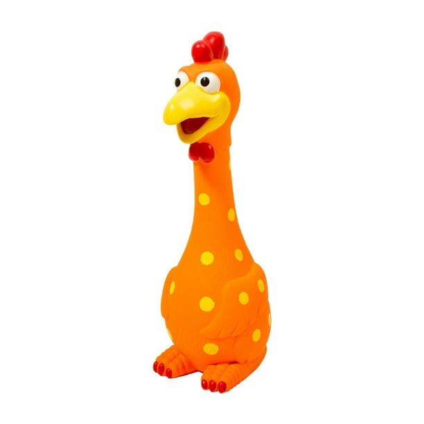 Juguete de pollo que , juguete para perros chirriantes, regalo de fiesta, lindo juguete de enriquecimiento, juguete de látex con sonido para cach naranja