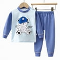 thumbnail image 4 of HCNTES Toddler Boy Pajamas Sleepwear Outfits Set Cute Soft Long Sleeves Top and Casual Pants Sweatsuit 2 Piece Fall Winter Clothing Set for Kids(Blue,3-6 Months), 4 of 4