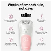 Braun Silk-Ãpil 5 5-620 Epilator for Women for Gentle Hair Removal, White/Pink