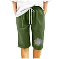 thumbnail image 2 of CALAFEBILA Womens Bermuda Shorts Plus Size Cotton Linen Drawstring Casual Women Shorts Plus Size with Pockets, 2 of 4