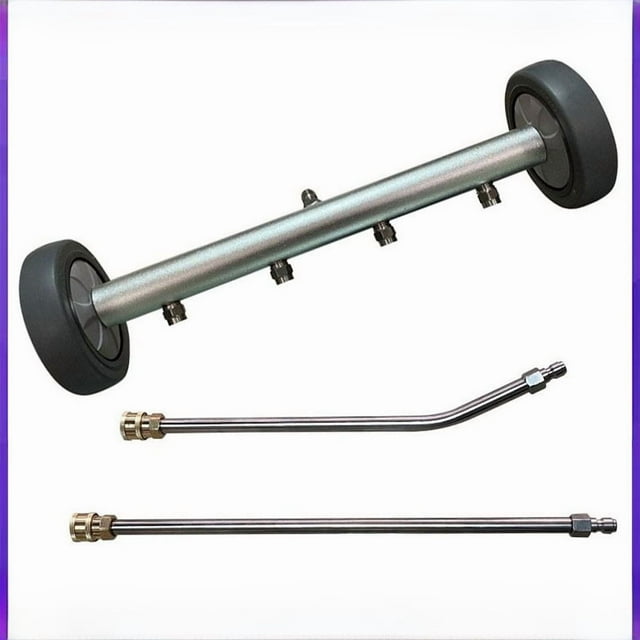 4000 PSI Heavy-Duty High Pressure Surface Cleaner with Dual Functionality for Car Chassis & Ground Cleaning, 4-Hole Nozzle Design, 2 Extension Poles, Stainless Steel & Copper Construction,