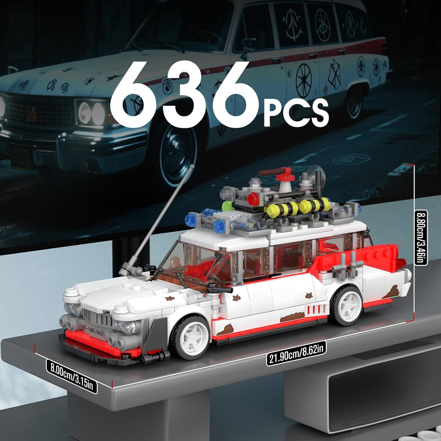 SEEMEY Ghost Car ECTO-1 Building Sets for Boys Age 14+&Ghost Bus Movie Fans, Creative Classic Cars 10021 Cool Vehicles Model Kits s for Adults,,636PCS