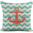 thumbnail image 2 of Set of 4 Linen Throw Pillow Covers 18x18 Inch Green Teal Polka Dots Chevron Nautical Home Decor Pillowcase Square Cushion Cover for Sofa Bed Couch, 2 of 6