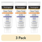 (3 pack) Neutrogena SPF 50 Clear Face Sunscreen for Oily Skin, 3 fl. oz
