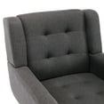 thumbnail image 6 of Modern Soft Linen Material Ergonomics Chair, Single Casual Sofa with Black Legs, Simple Armchair for Living Room/Bedroom/ Indoor/Home, Dark Grey, 6 of 9