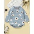 thumbnail image 3 of Wassery Baby Girls Sweatshirts Rompers Flower Print Crew Neck Long Sleeve Bodysuits Infant Fall Jumpsuits Newborn Casual Jumpsuits 0-18M, 3 of 8
