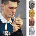 thumbnail image 7 of Skull Lighter, Double Sided Relief Lighter, Heavy Armor Skeleton Shape Windproof Pocket Lighter, Adjustable Flame Butane Refillable Metal Alloy Outdoor Camping BBQ Gift, 7 of 7