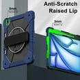 thumbnail image 4 of Dteck Case for iPad Air 13 inch 2025/2024 (M3/M2) with Pencil Holder, Shockproof Silicone + PC 3 Layer Protection Case Heavy Duty 360° Rotating Hand Strap Kickstand Cover,Navy+Black, 4 of 8