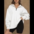 thumbnail image 4 of Sudadera de Entrenamiento de con Media Cremallera para Mujer, de Gran Tamaño, de Larga, Color Liso, con Hombros Caídos. XL, 4 of 5