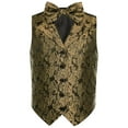 thumbnail image 2 of Hansber Kids Boys Vintage Jacquard Button Down Formal Suit Vest Tops V Neck Wedding Pageant Party Waistcoat Gold 6, 2 of 6