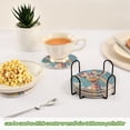 thumbnail image 6 of Haosy Set of 6 Drink Woven Coaster with Holder Heat Resistant Non-Slip Bar Coasters 4 Inches Colorful Spots Giraffe and Rainbow, 6 of 7