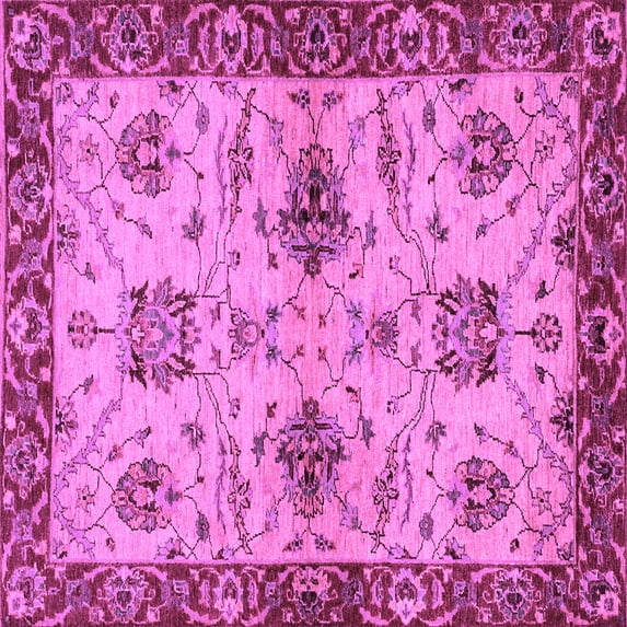 Ahgly Company Indoor Square Oriental Purple Traditional Area Rugs, 7' Square