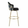 thumbnail image 4 of Ahoy Contemporary Fixed-Height Bar Stool With Black Metal Legs And Round Gold Metal Footrest With Black Fabric Seat -, 4 of 7