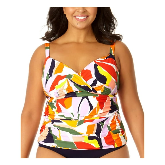 Anne Cole Womens Printed V-Neck Tankini Swim Top