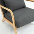 thumbnail image 4 of PORKISS Mid-Century Accent Chair, Velvet Upholstered Arm Chair with Wood Frame and Waist Cushion, Modern Armchair, Reading Chair for Living Room, Bedroom, Sunroom,Dark Grey, 4 of 11