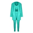 thumbnail image 2 of Innerwin Ensemble Cardigan Ouvert pour Femmes, Survêtement 3 Pcs, Couleur Unie, Ensemble de Détente Régulier Vert 2TG, 2 of 7