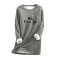 thumbnail image 2 of Hauts d'Entraînement pour Femmes Col Rond Poche Épaissie Peluche Chaude Manches Longues Hauts pour Femmes en Liquidation, 2 of 5