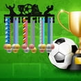 thumbnail image 7 of 1set Football Medal Hanger Display Soccer Medal Holder Rack Sports Metal Hanging Wooden Wall Mount Frame Decor Medal Hangers 2 Line for Ribbon Runner Marathon Medalist Black 15.7 x 6Inch Wood, 7 of 7