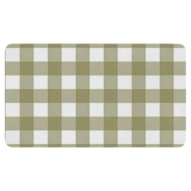 Upgrade Your Space with Our Linen Buffalo Plaid Rug 30x17in - Colorful Non-Slip Washable Indoor/Outdoor Check Rugs Perfect for Layering Door Mats Front Porch Kitchen Farmhouse Entryway