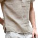 thumbnail image 4 of Camiseta de manga corta para hombre, camisa de tela de algodón con apertura media frontal, Top con cuello levantado para verano, 4 of 6