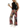 thumbnail image 3 of WIHOLL Two Piece Sets For Women Vacation Spring Summer Outfits Sleeveless Mock Neck Fashion Clothing Wide Leg Pants, 3 of 11