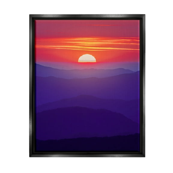 Stupell Red Sunrise Mountain Horizon Landscape Photography Black Floater Framed Art Print Wall Art