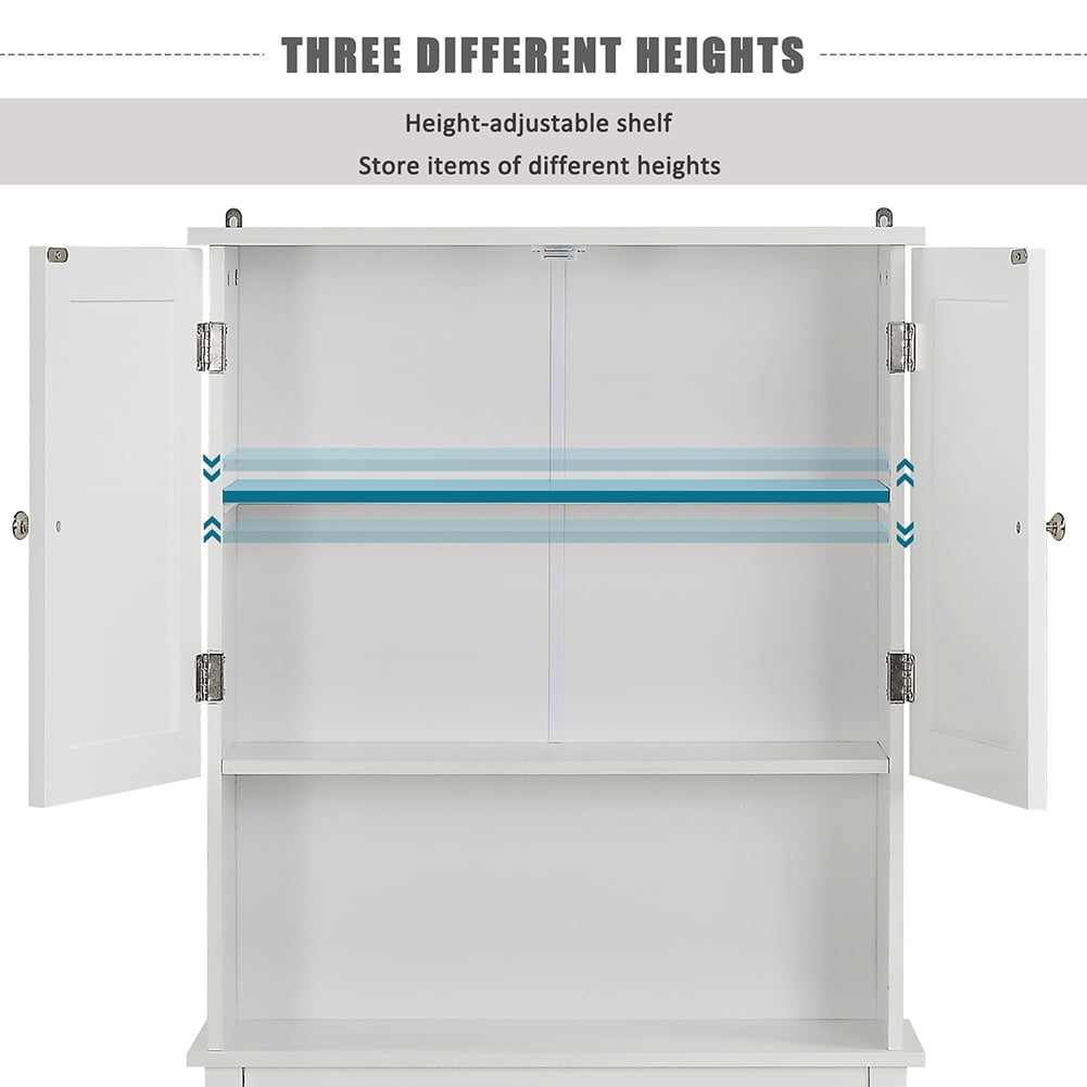 Resenkos Wooden Free Standing Over-The-Toilet Bathroom Storage Space Saver with Adjustable Shelf Collect Cabinet,White Resenkos Wooden Free Standing Over-The-Toilet Bathroom Storage Space Saver with Adjustable Shelf Collect Cabinet,White