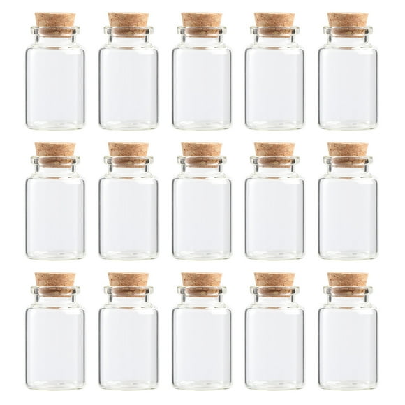 20 botellas de vidrio con corcho, transparentes, para guardar deseos, minibotellas para té, para fiestas en casa (30 x 50 mm, 20 ml)