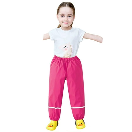 

GEZHEN Children s Kids Lightweight Rain Dungarees Mud Trousers Waterproof Breathable for Girls Boys Reusable Rain Pant