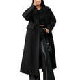 thumbnail image 3 of Women'S Winter Oversized Wool Coat Notched Lapel Collar Loose Fit Maxi Long Overcoat Streetwear Black S, 3 of 7