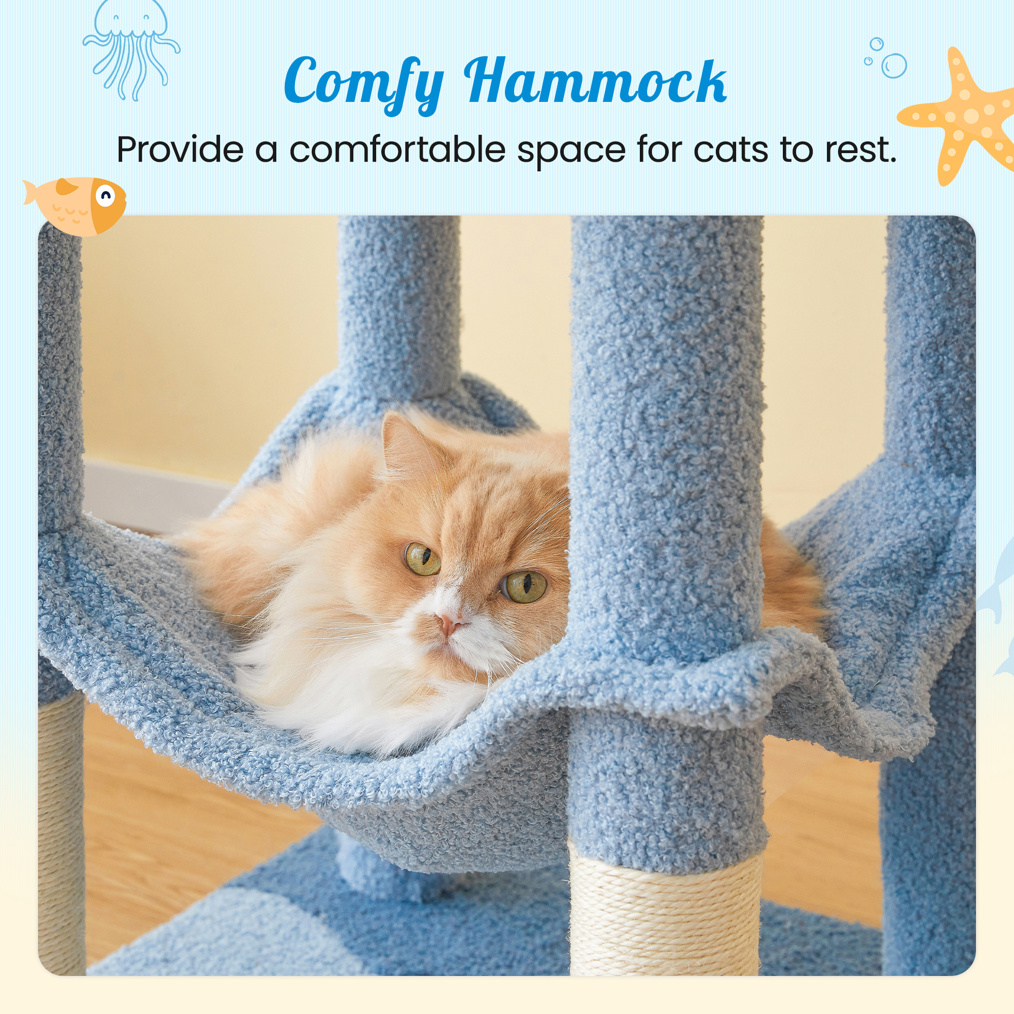 MWPO 63.8" Multi-Level Cat Tree with Condo and Scratching Post Tower, Blue