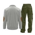 thumbnail image 2 of guisaled Casual Tracksuit 2 Piece Outfit for Men Long Sleeve 1/4 Button Up Corduroy Shirts Drawstring Pants Fashion Jogging Set, 2 of 6