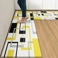 thumbnail image 2 of Yellow Abstract Anti-Fatigue Kitchen Rug Set of 2 Black Grey Geometric Cushioned Kitchen Floor Standing Mat Waterproof Non-Slip Kitchen Mats and Rugs PVC Ergonomic Comfort Foam Rug, 2 of 6