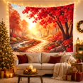 thumbnail image 3 of Vibrant Maple Tree on Forest Path with Stream in Autumn, Serene Illustration for Nature Lovers, Botanical Wall Art, Housewarming Gift, Tapestry Wall Hanging for Bedroom and Living Room, 3 of 7