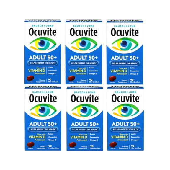 Ocuviteâ® Adult 50  Eye Vitamins And Mineral Supplements With Lutein, Zeaxanthin And Omega-3Â€“Frombausch   Lomb Â€“90 Soft Gels, 6-Pack